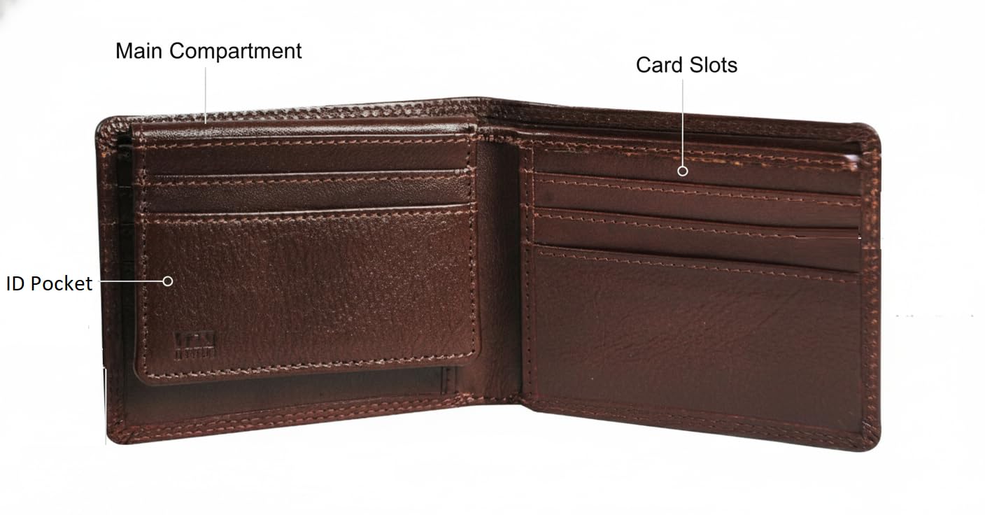 Calfnero Genuine Leather RFID Bifold Wallet for Men | Premium Vintage Leather Wallet with Flip-Up Card Holder, 12 Card Slots & Dual Cash Compartments
