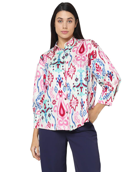 VERO MODA Women Aztec Print Multicolor Viscose Regular Fit Shirt