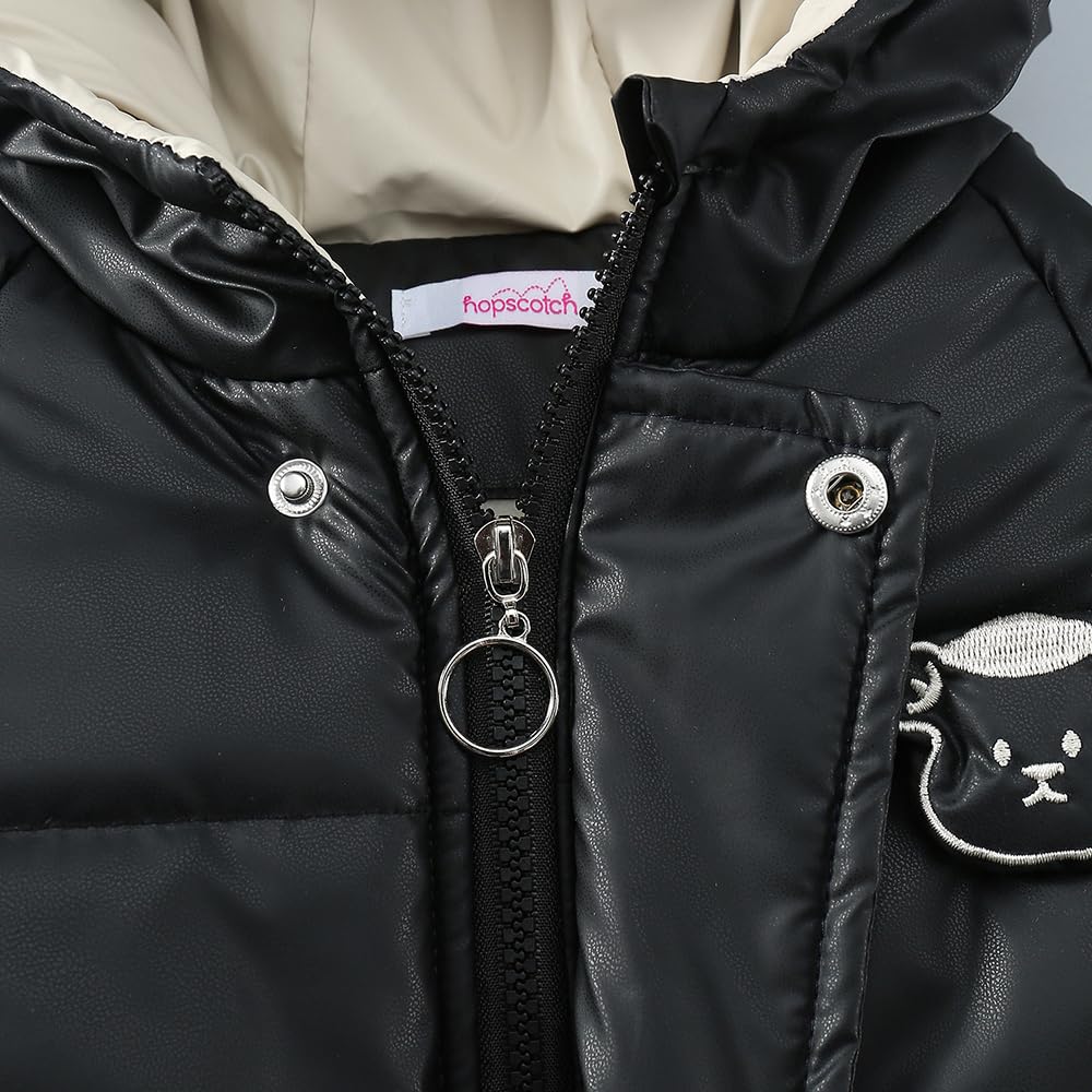 Hopscotch Boys Full Sleeves Black Bear Ear Hood Puffer Jacket For Ages (3-4 Years)