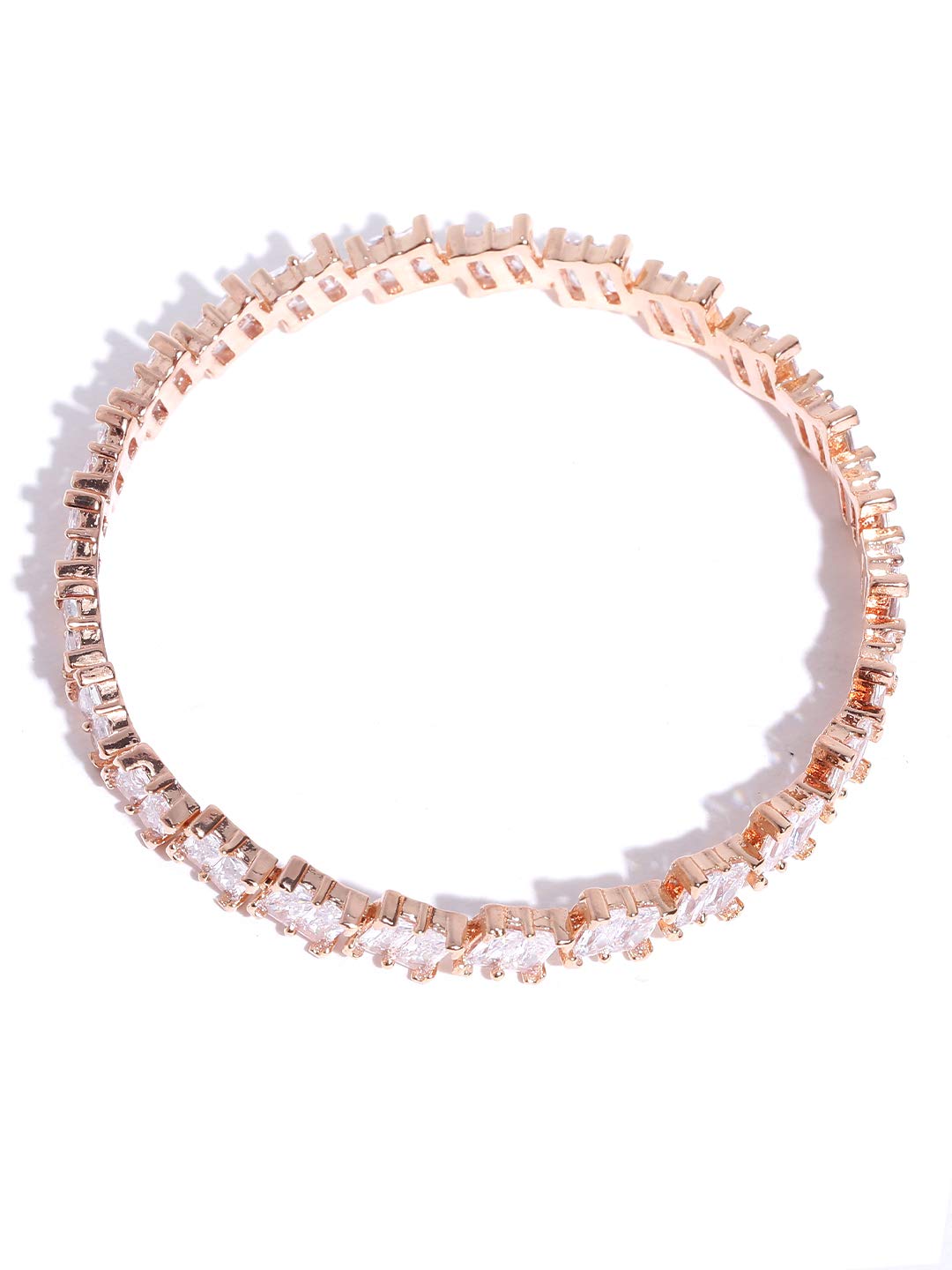 Priyaasi Trendy RoseGold& Off White Zig Zag Design RoseGold Plated Bangle Set For Women and Girls