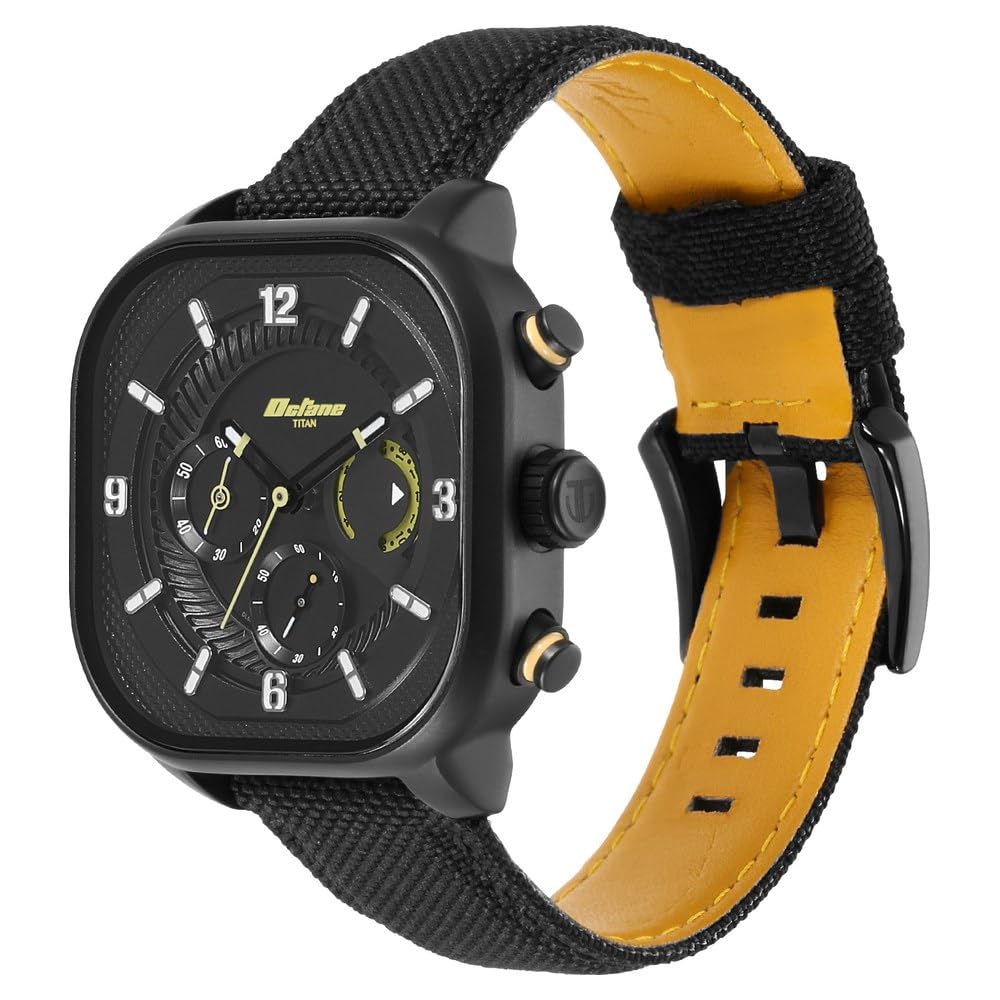 Titan Octane Aerobatics Quartz Chronograph Black Dial Black Fabric Strap Watch for Men - NT1856NL01