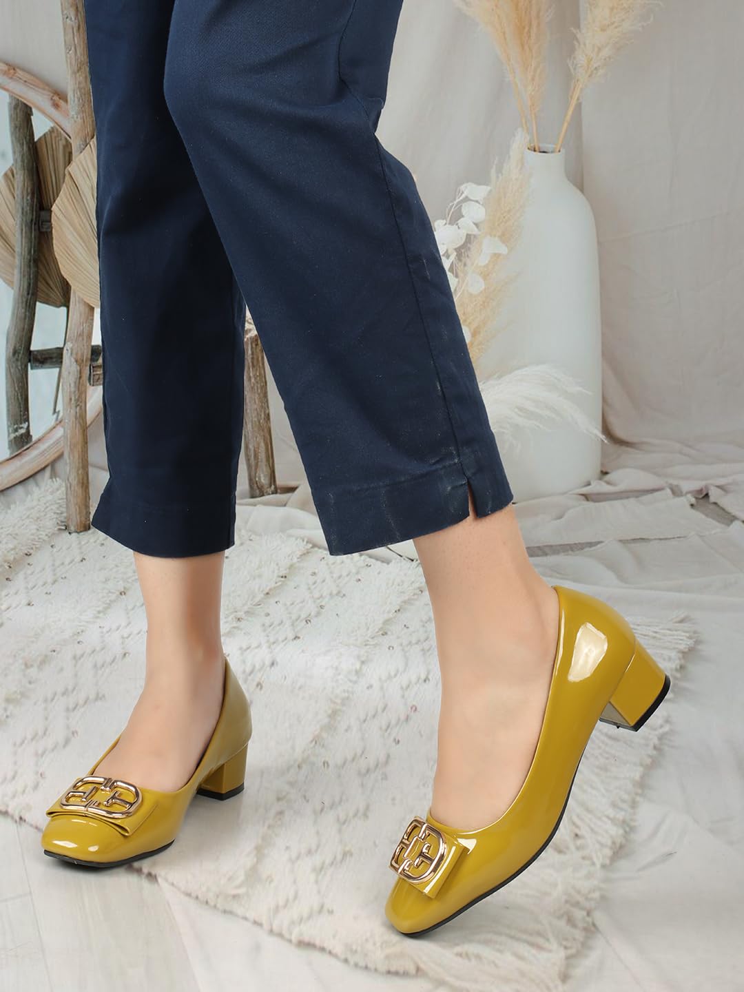 ELLE Women Shoes, Mustard, UK-4