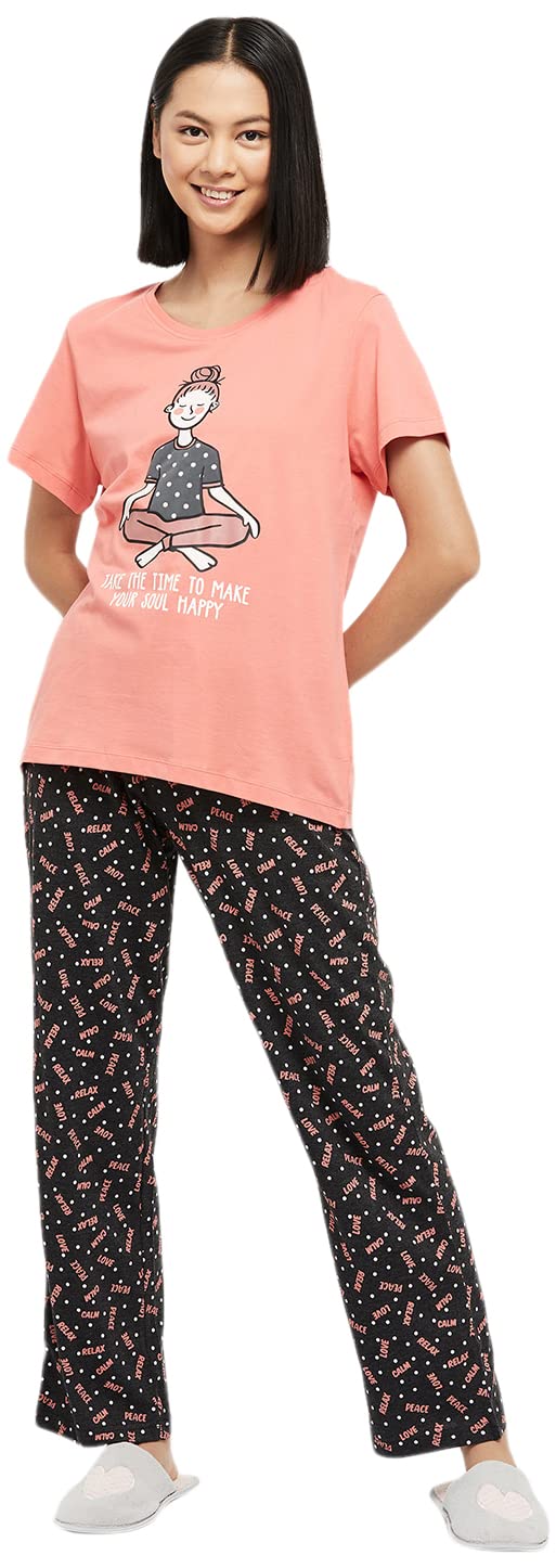 Max Women's Cotton Printed Lounge Sets (SU22CS03_Peach_XL)