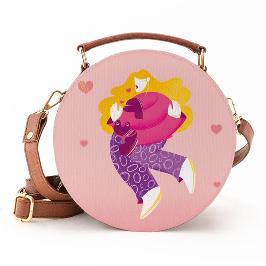 Kalankit Round Sling For Women | Girls Crossbody Bags | Side Bags With Adjustable Strap | Travel Box Sling Bags | Hugs and Kisses