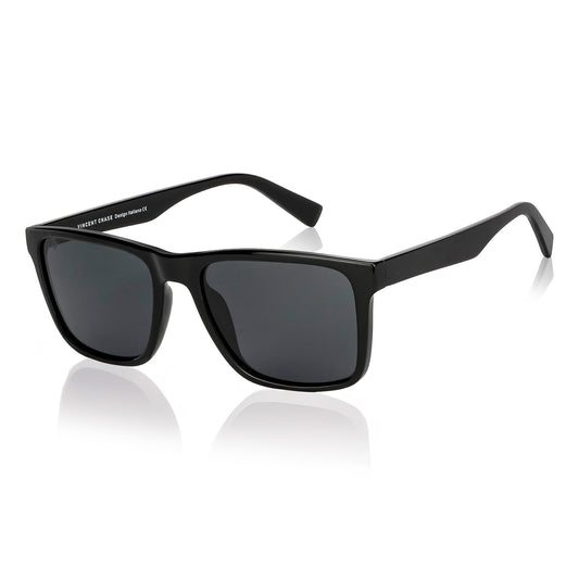 Vincent Chase By Lenskart | Black Full Rim Square | Polarised Stylish Sunglasses | 100% UV Proctected | For Men & Women (Medium, VC S13973)