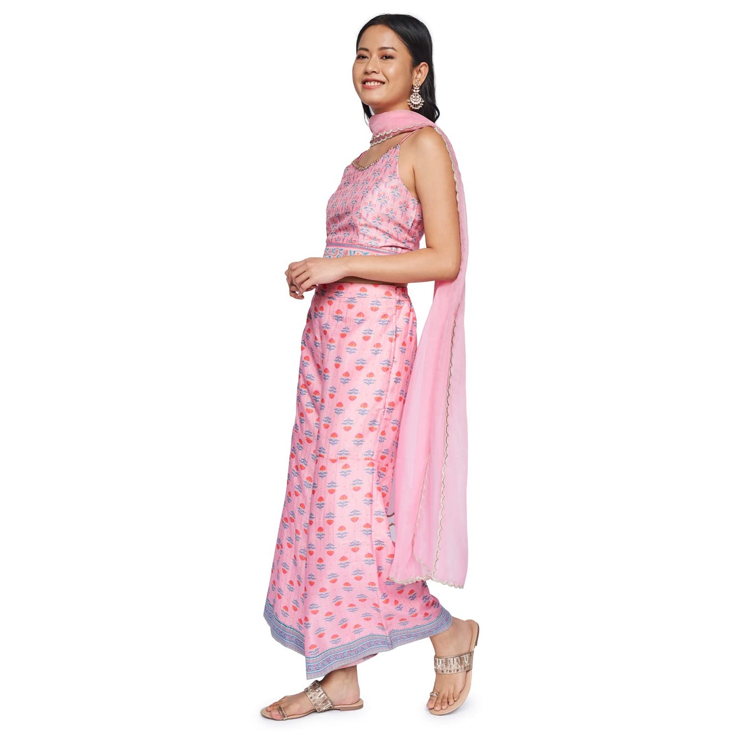 global desi Women's Polyester Suit-Dress Set (SS22GM1483PRS_Pink_XL)