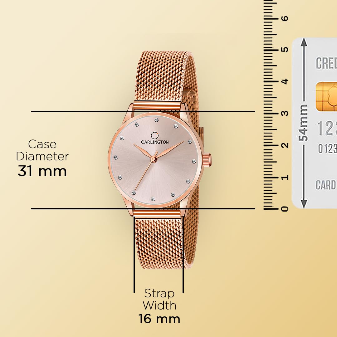 Carlington Womens Analog Ladies Wrist Watch With Mesh Strap-Ct 2009 Rose Gold