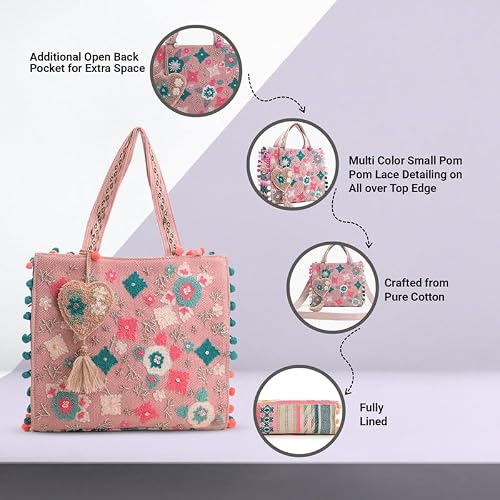Boho Girl Whimsical Multicolor Jacquard Mini Blush Tote with Adjustable Strap | Wedding Gifts | Handbag For Girls | Birthday Gifts