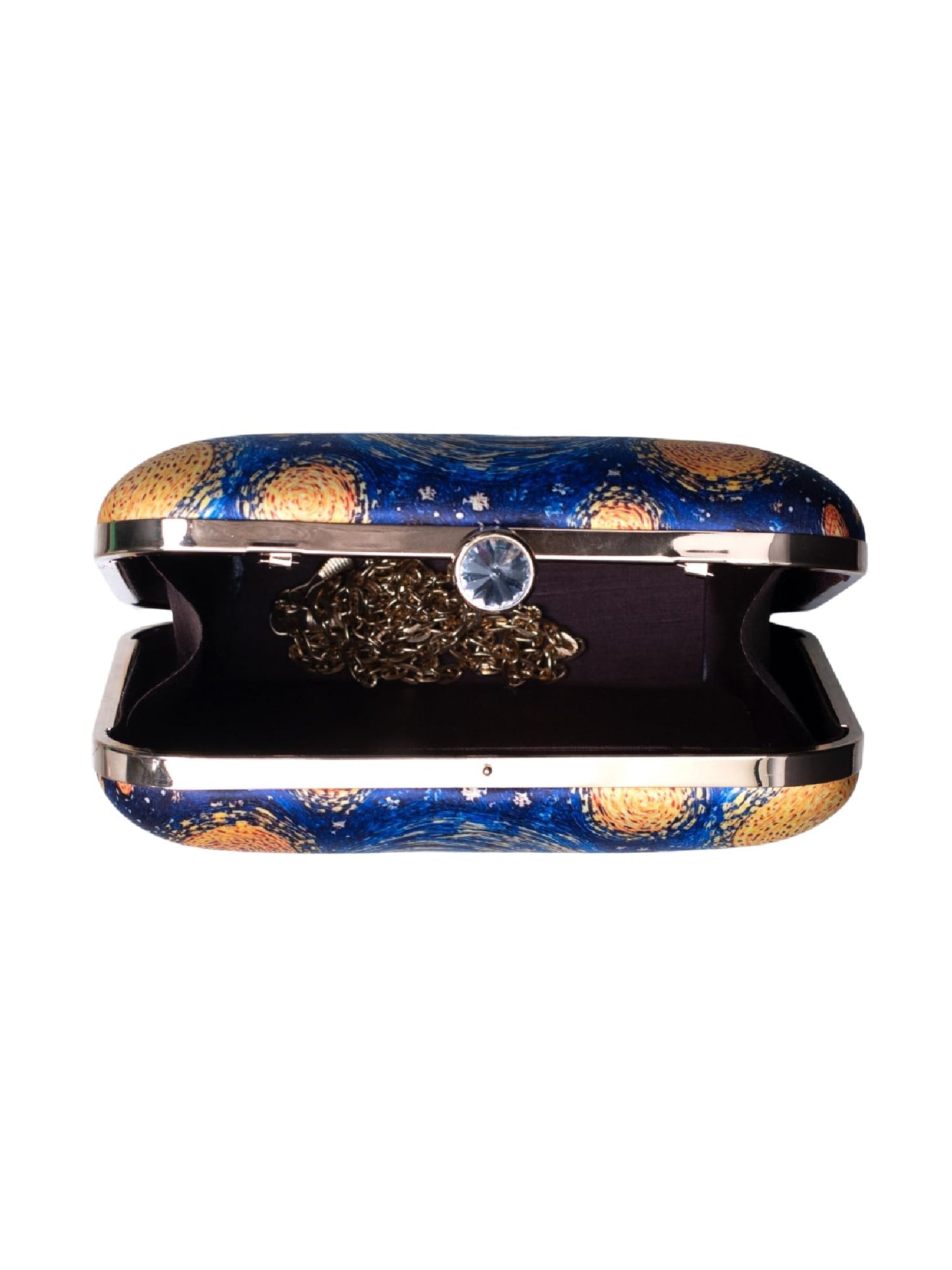 Artklim Blue Star Night Art Printed Golden Strap Quirky Box Clutch for Women - Sling Purse - Valentine’s Day Gift for Girlfriend
