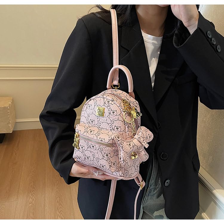 FENSIR® Cute Bear Print Backpack | Fashionable & Versatile Shoulder Bag for College Students