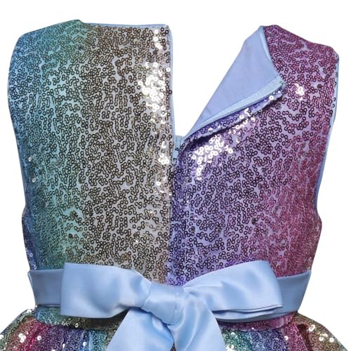 Hopscotch Girls Polly Cotton Sleeveless Sequin Embellished Party Dress In Blue Color For Ages 6-7 Years (ZHG-4183903)