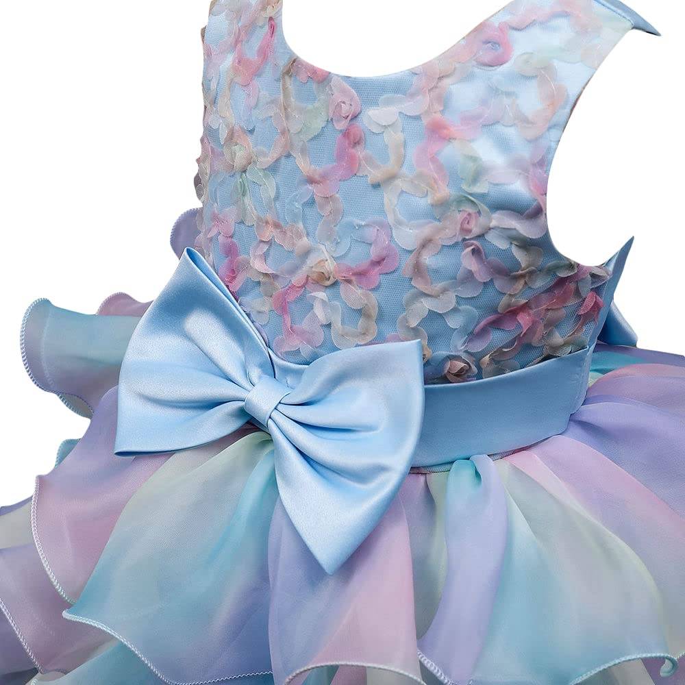 Hopscotch Girls Polyester-Blend Solid Party Knee-Length Fit And Flare Dress in Blue Color for Ages 7-8 Years (ZHG-4183894)