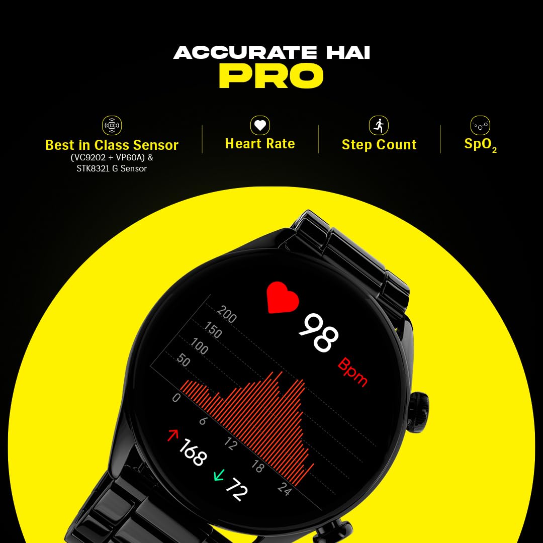 Prowatch ZN with 2 Year Warranty | 1.43" with AMOLED Display, Corning® Gorilla® Glass 3 466 * 466 | 600 Nits Brightness | Zinc Alloy Metal Body with Stainless Steel Straps | 350 mAh Battery | Black