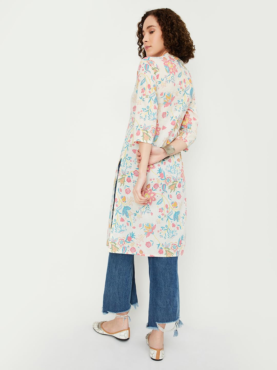 Max Women's Cambric Regular Fit Kurta (SFPKSU24SH_Off White_M