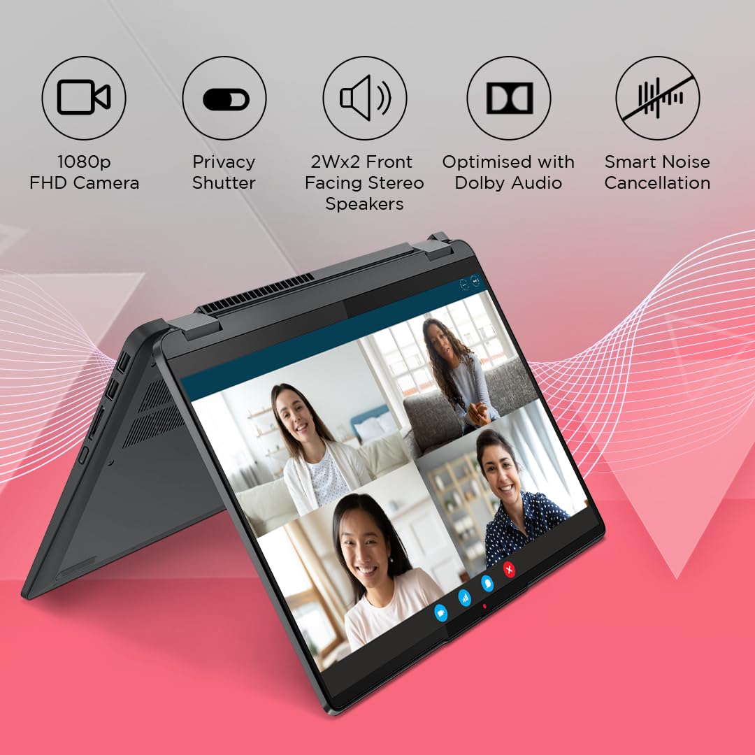 Lenovo IdeaPad Flex 5 AMD Ryzen 5 5625U (16GB RAM/512GB SSD/14 (35.5cm)/WUXGA IPS/Windows 11/Office Home 2024/Lenovo Digital Pen/1Yr ADP/Grey/1.5Kg), 82XX00G4IN Convertible Laptop