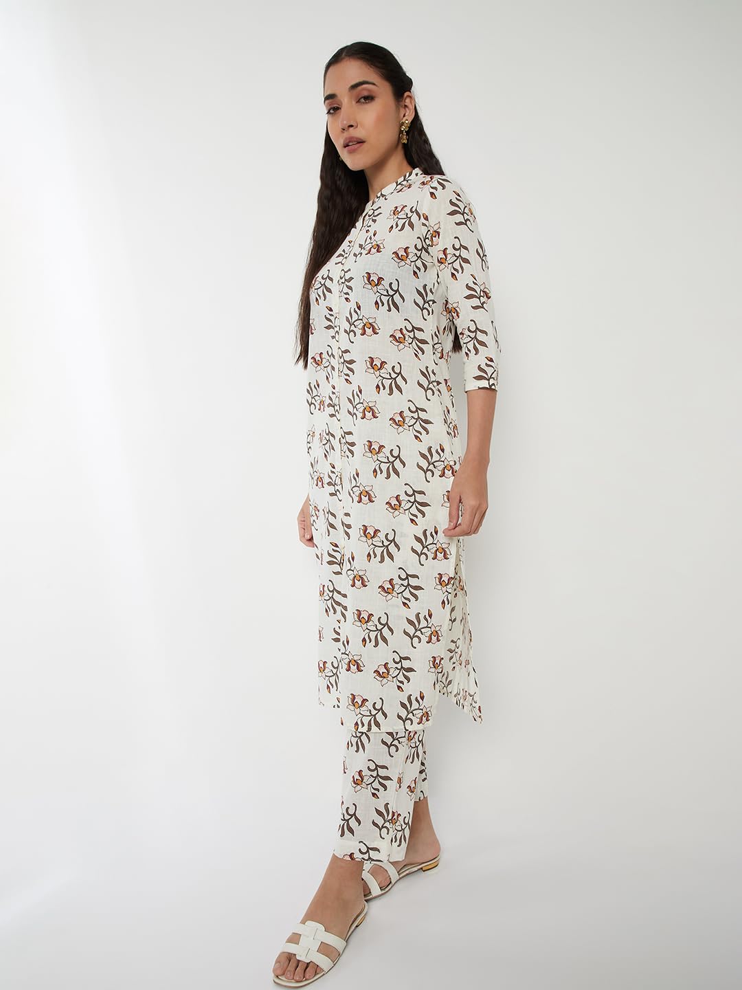 Max Women Printed Straight Kurta (Off White_S)