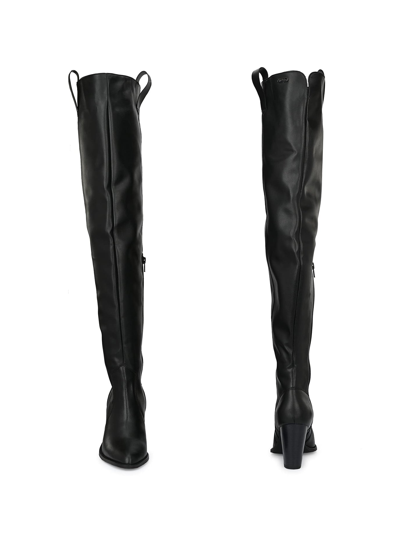 Delize Black Women mid Heel Over Knee Boots