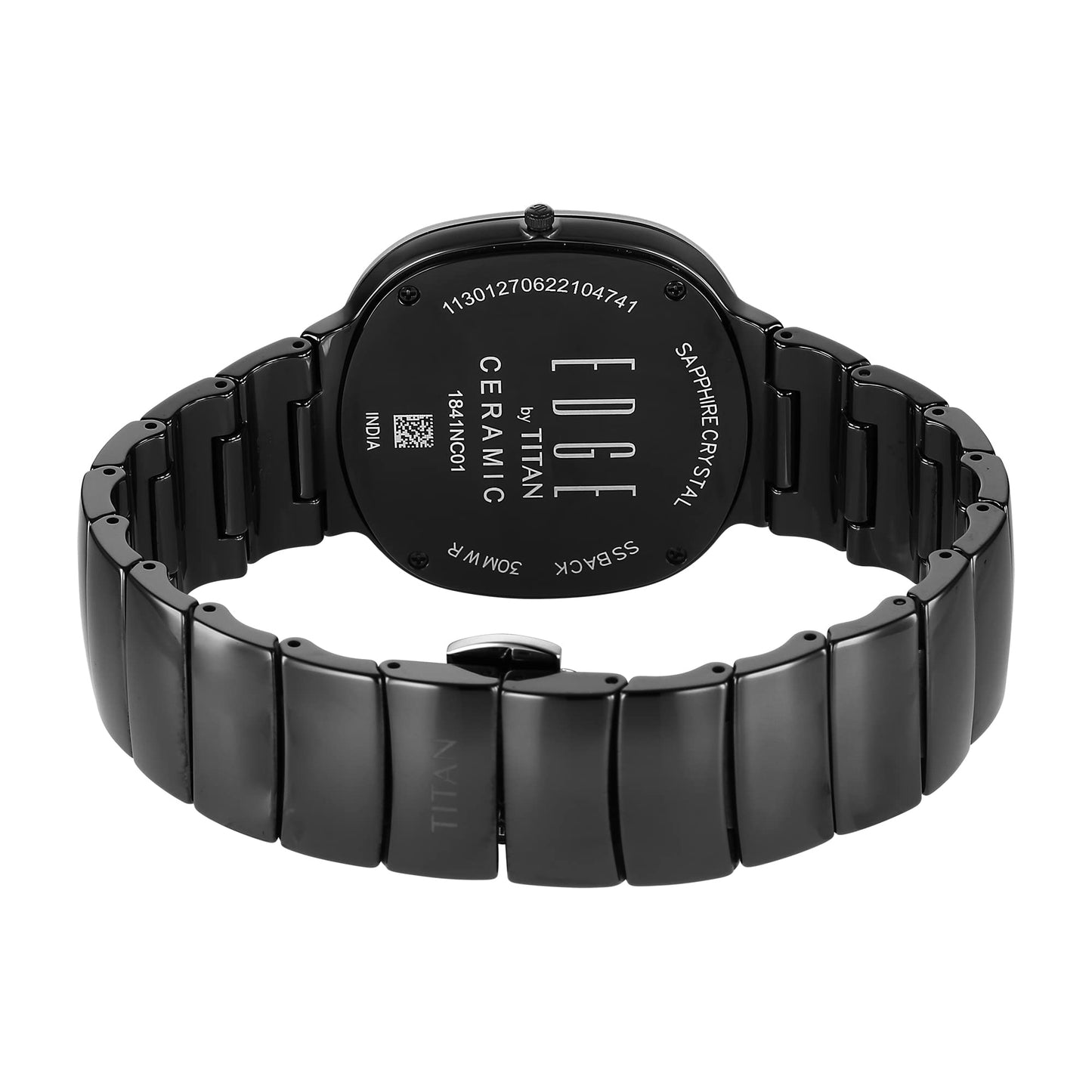 EDGE Titan Squircle Quartz Analog Black Dial Black Ceramic Strap Unisex Watch - NT1841NC01