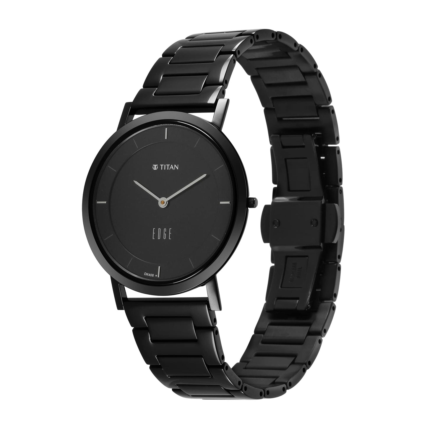 EDGE Titan Quartz Analog Black Dial Black Stainless Steel Strap Watch for Men - NT1595NM01
