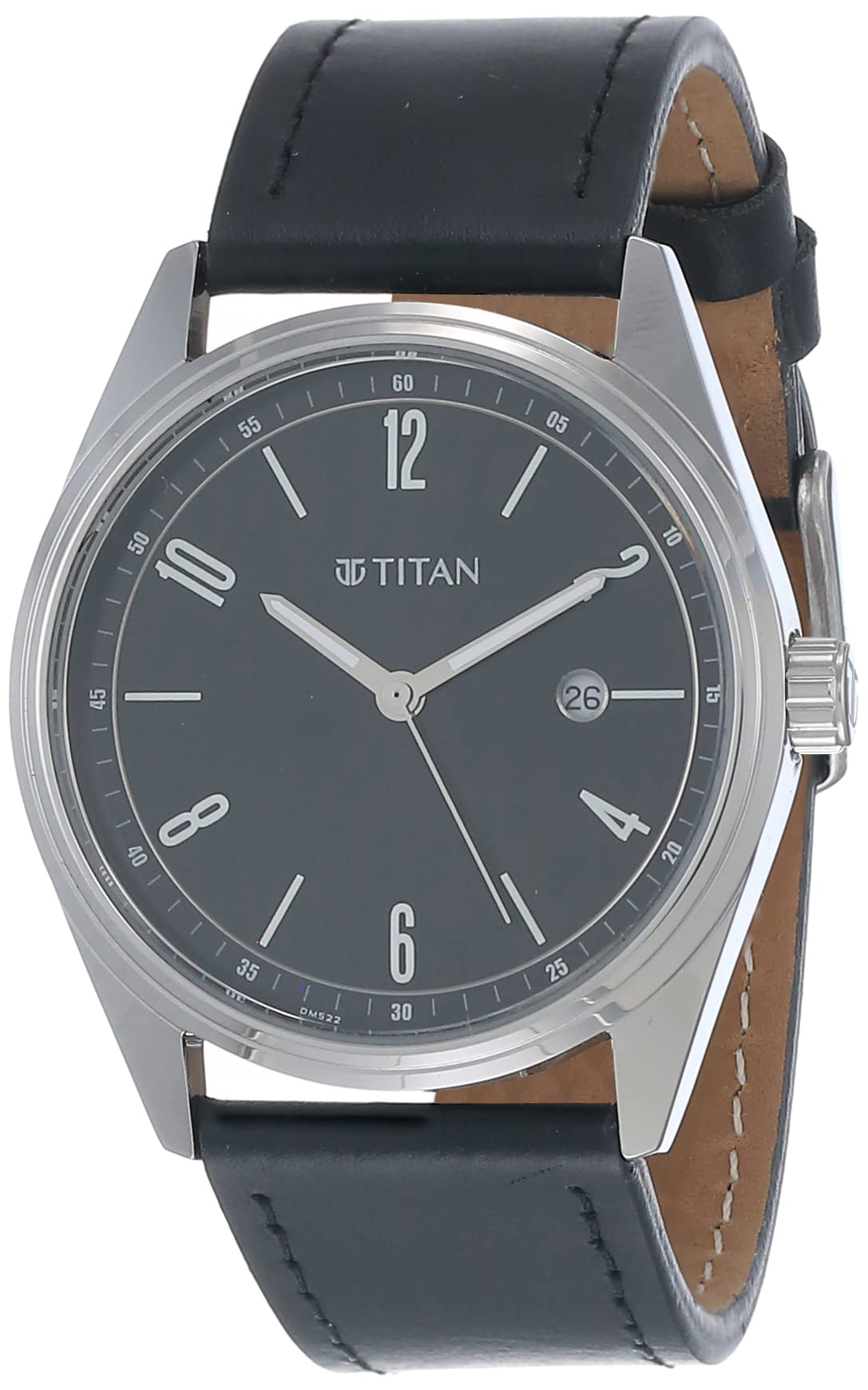 Titan Analog Black Dial Men's Watch-1864SL08 Genuine Leather, Black Strap