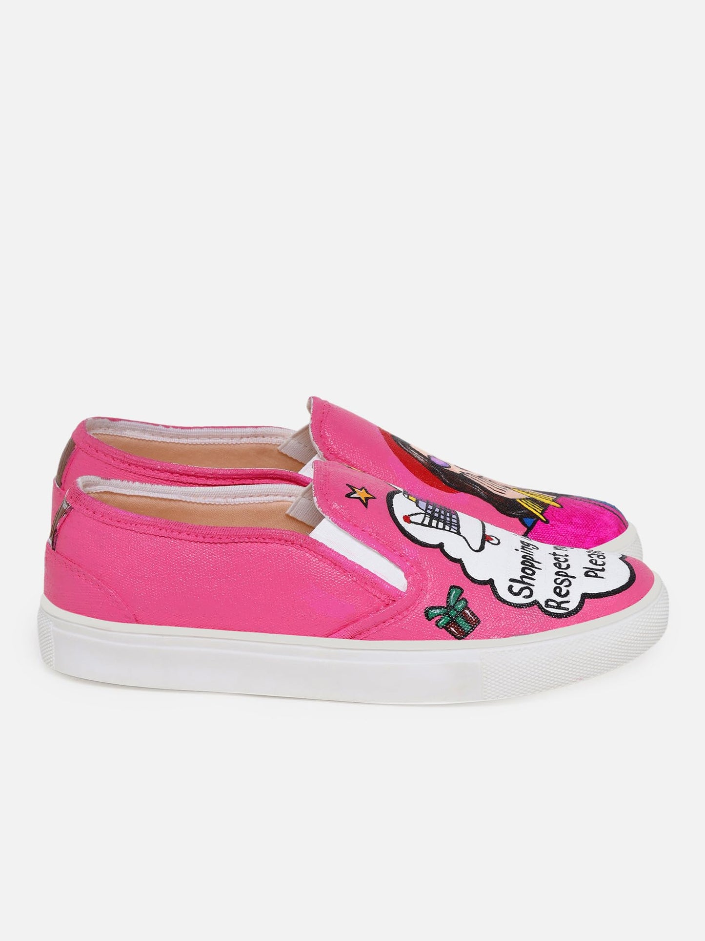 THE QUIRKY NAARI Shopaholic Slipons Stylishly Playful Fit | Pink