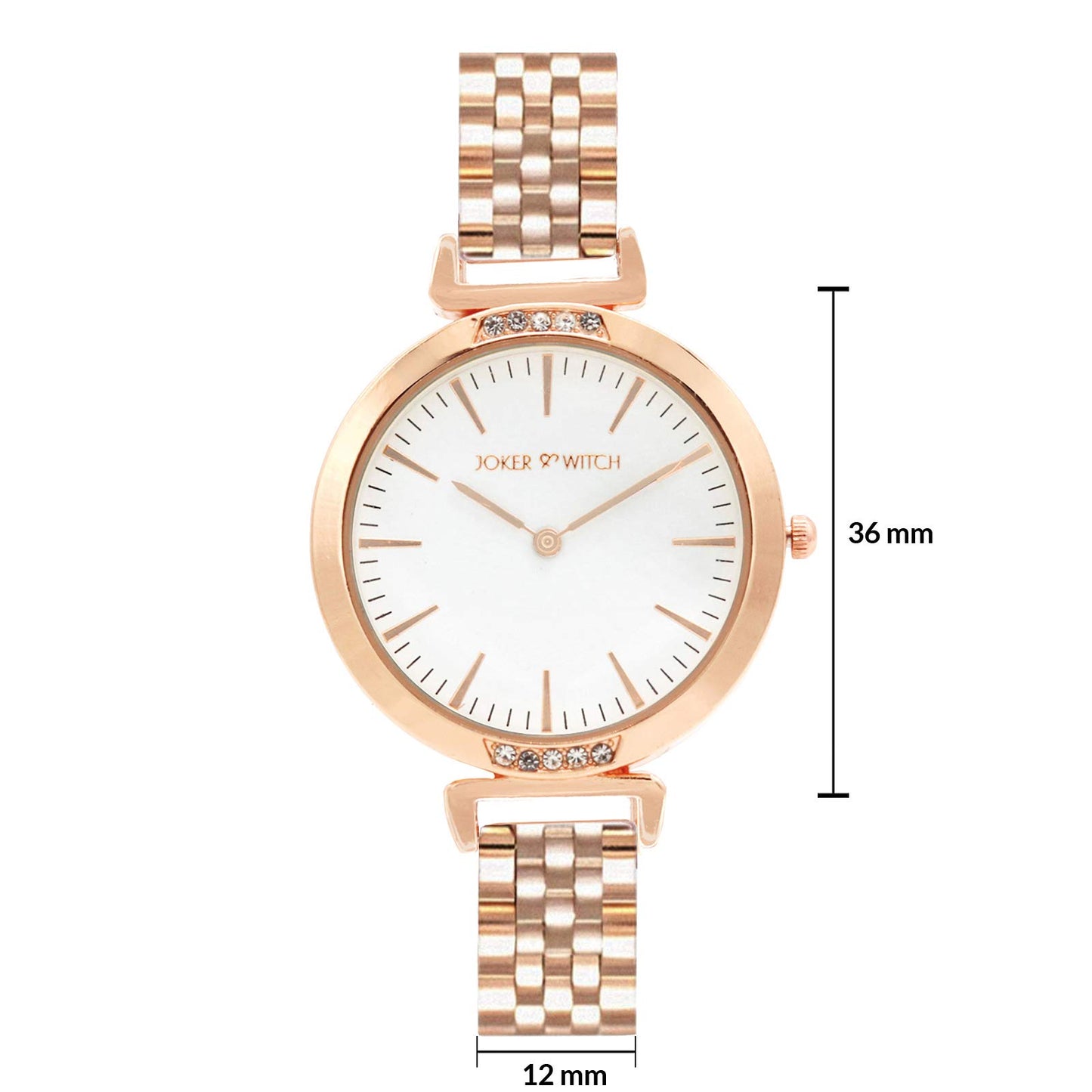 Joker & Witch Petite White Dial 12mm Rose Gold Stainless Steel Watch for Women