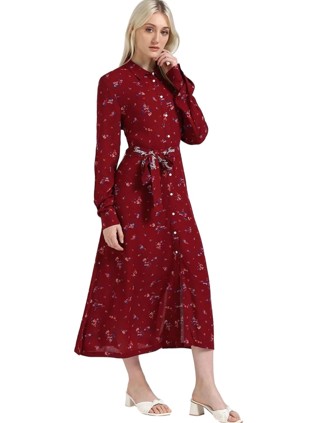 Viscose Spread Collar Shirt Dress