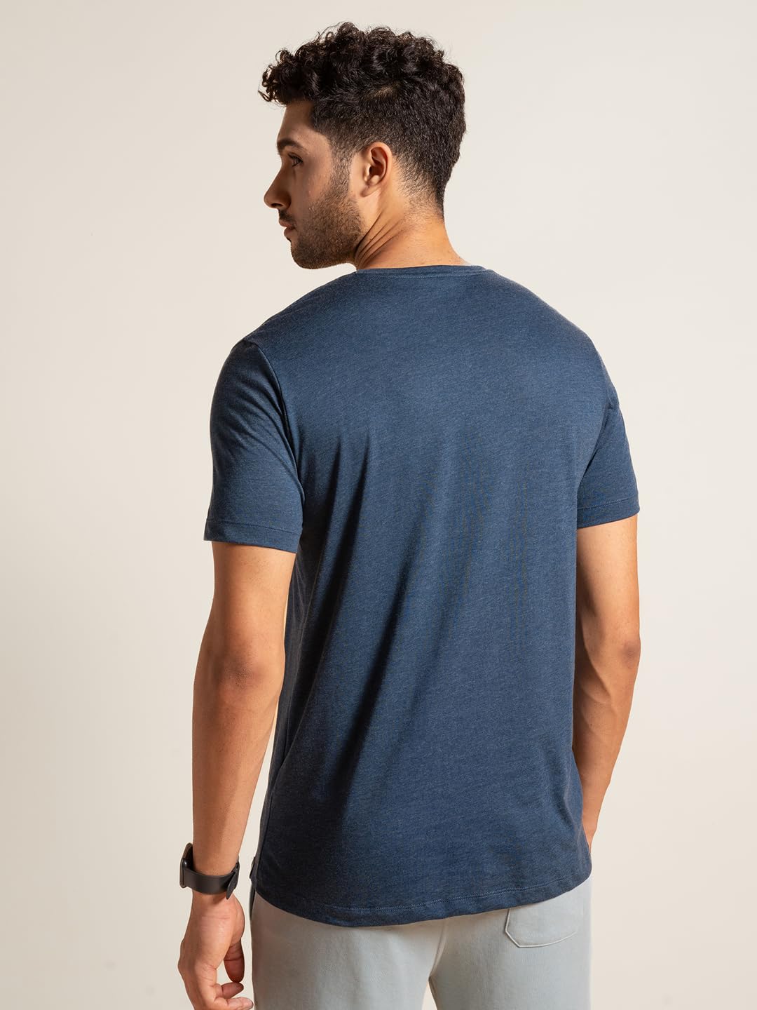 DAMENSCH Regular Fit Cotton Blend Tshirt Half Sleeve Crew Neck Comfortable Casual Lightweight Premium Vortex Elemental Breeeze Tshirts for Men Pack of 1-Teal Haze-L