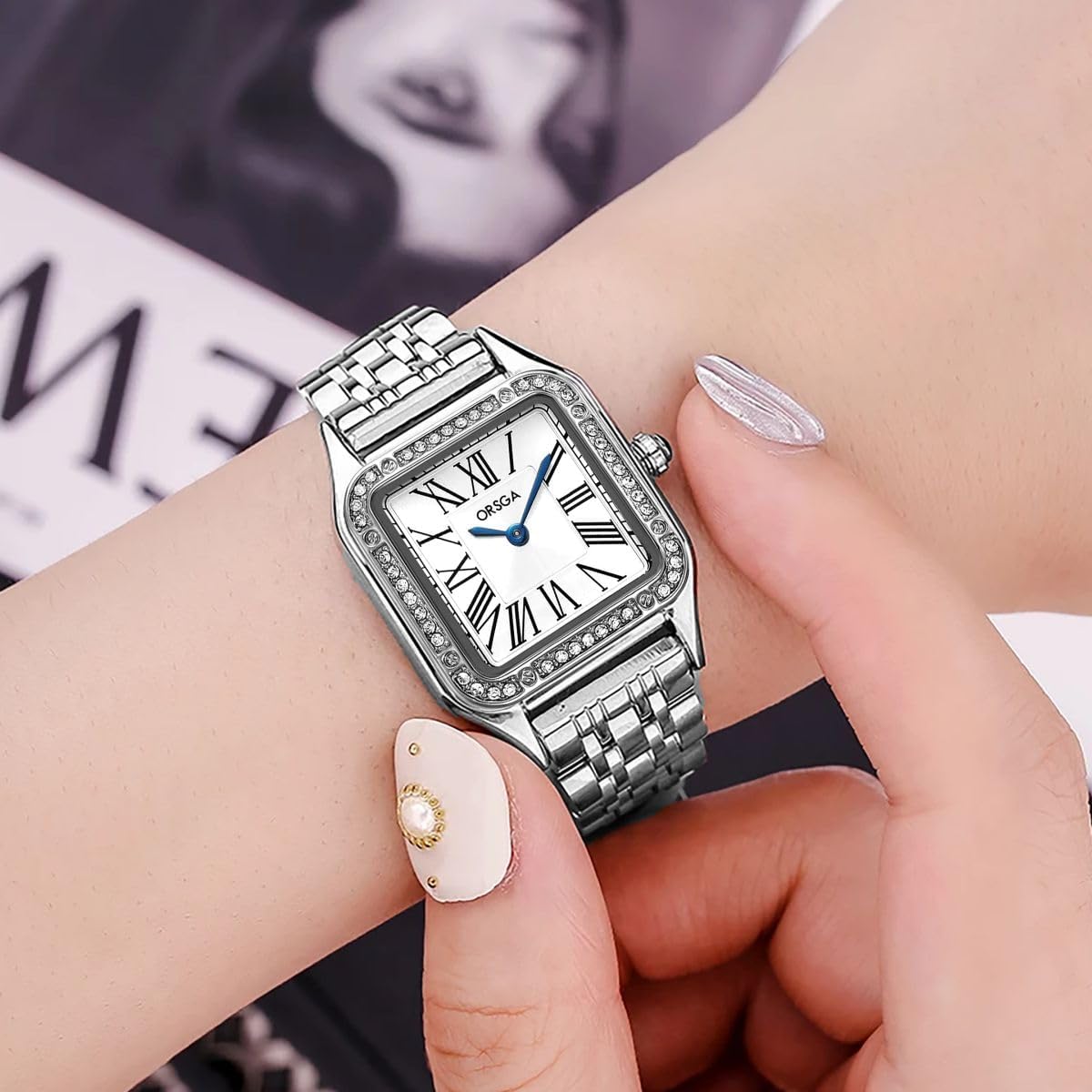 ORSGA Women Watches Cadence Watch for Women - Stylish Silver Latest Stylish & Unique Diamond Square Watch for Women&Girls, Analog Wrist Ladies Watch