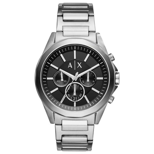 Armani Exchange Analog Black Dial Silver Band Men's Stainless Steel Watch-AX2600