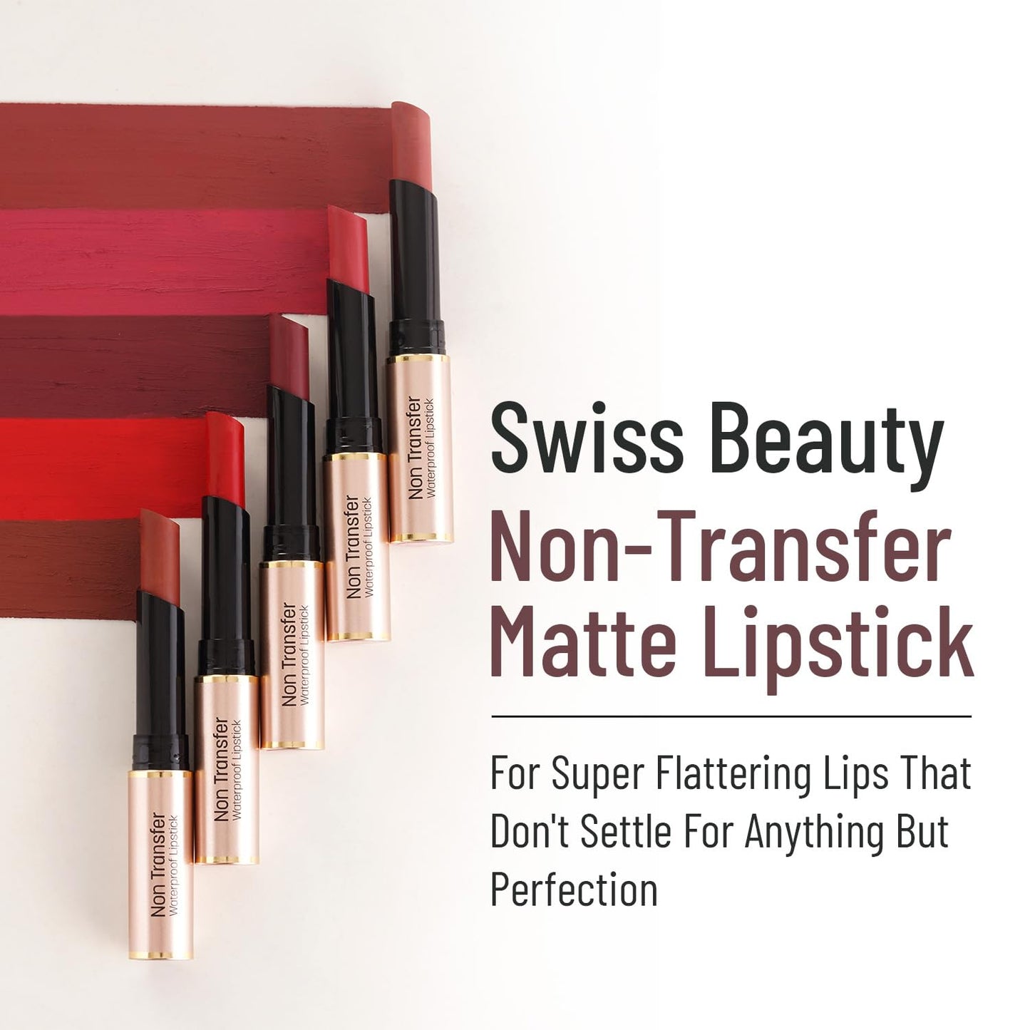 Swiss Beauty Non-Transfer Waterproof Lipstick with Jojoba Seed Oil | Matte Finish | Long-Lasting | Highly Pigmented | Shade- Royal Maroon, 3gm