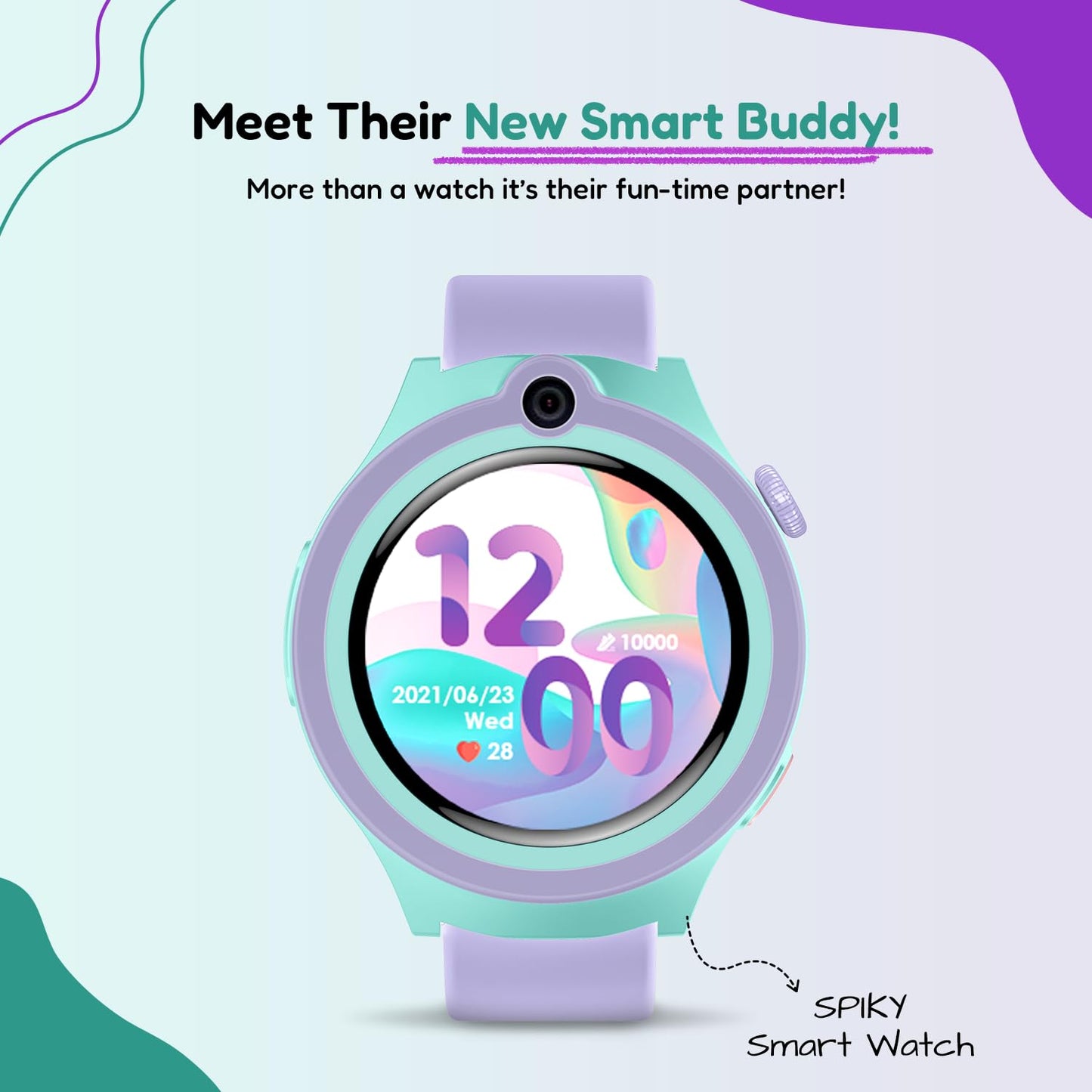 SPIKY Smart Watch for Kids Girls and Boys, GPS Tracking Smartwatch with 4G Sim Support, SOS, Long Battery, WiFi, IP68 | Voice & Video Call Watch (Purple)