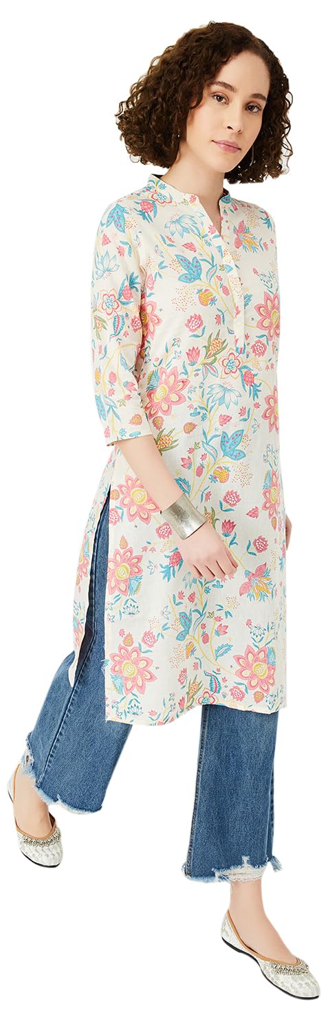 Max Women's Cambric Regular Fit Kurta (SFPKSU24SH_Off White_M