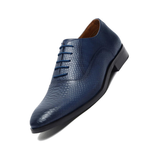 LOUIS STITCH Formal Shoes for Men | Handcrafted Derby in Authentic Italian Leather | Unique Design | Lace-Up for Business Federal Blue | UK Size 8 (EUSNBU)