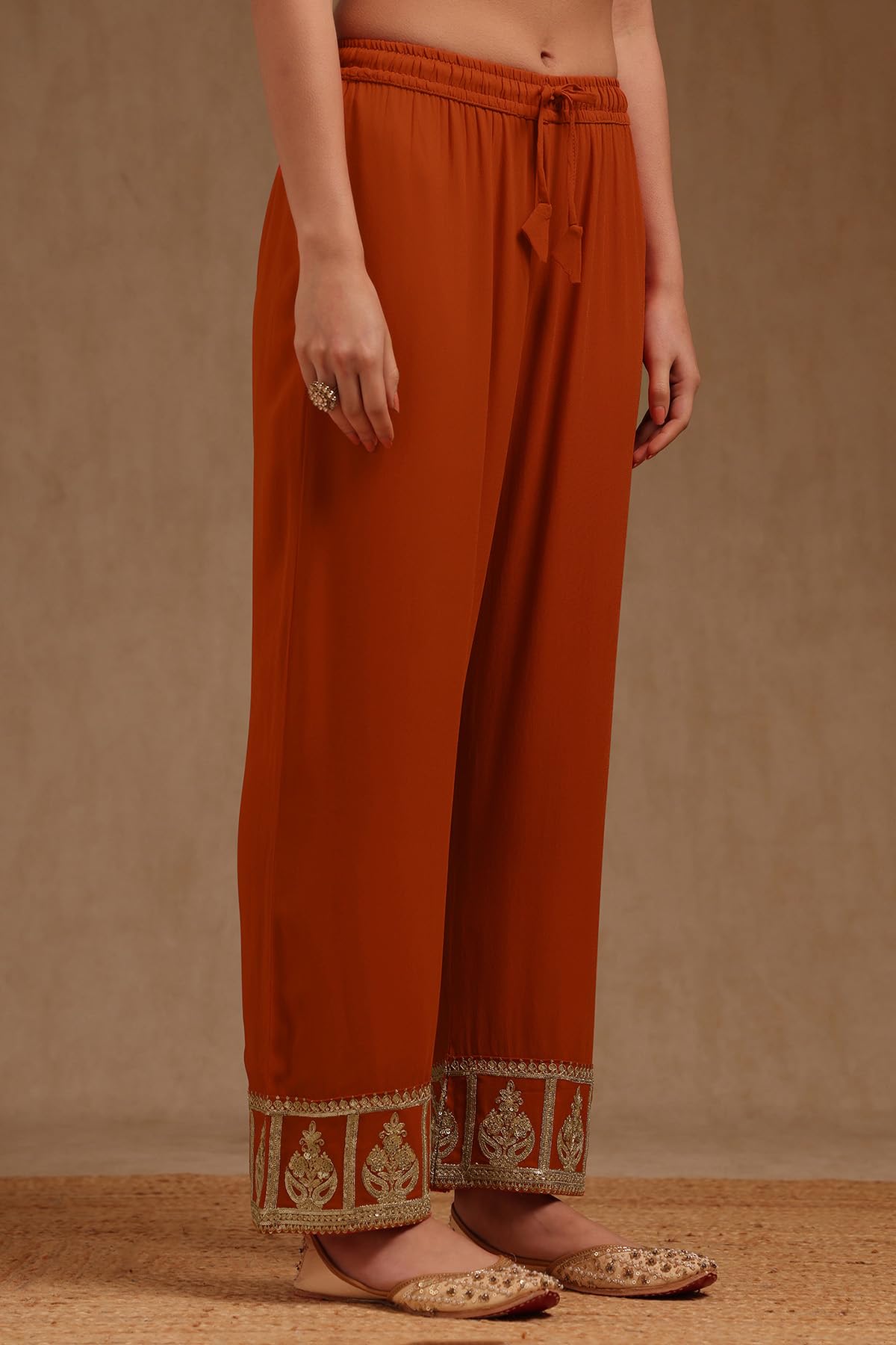 Soch Womens Orange Georgette Sequin Embellished Salwar Suit
