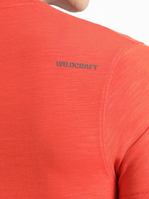 Wildcraft Stylish Men Cotton Forest Crewneck T-Shirt | Half Sleeve Regular Fit T-Shirt for Mens (Orange, XL)