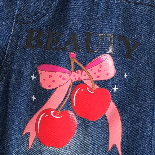 Hopscotch Girls White Full Sleeves 2-Pc Cherry Applique Jeans Set For Age (3-4 Years)