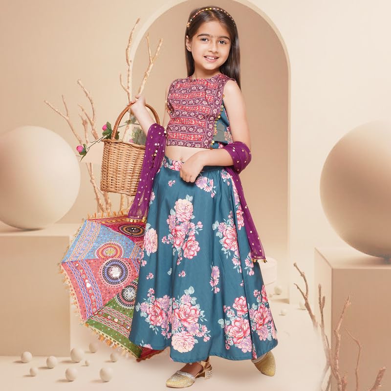 Ahalyaa Girl's Polyester Kids Lehenga Choli (87K-753COM-KDBLSKDU-5-6Y5-6Y)