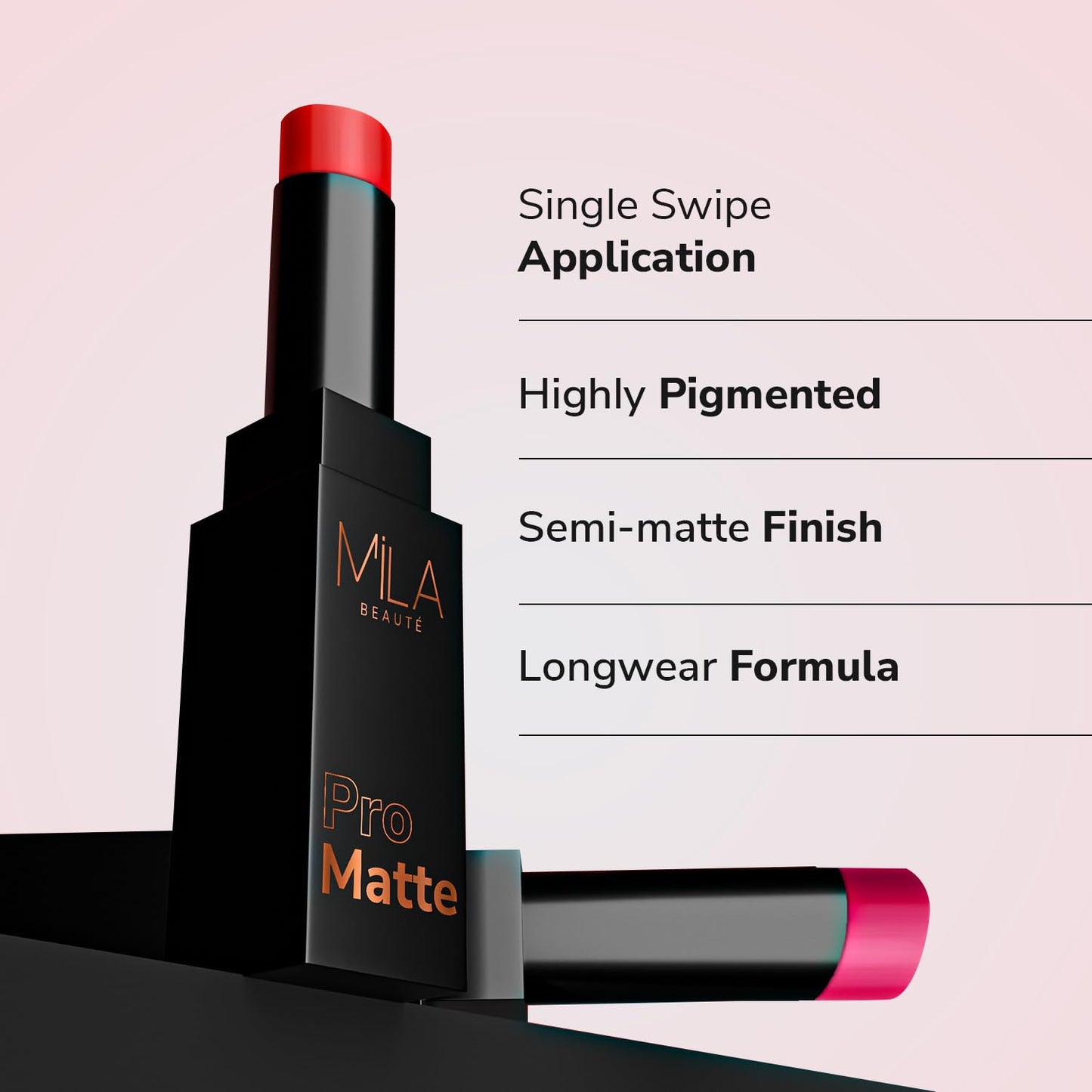 Mila Beauté Pro Matte Lipstick | Highly Pigmented & Long lasting | Semi Matte Finish | Light Weight Lipstick | Single Swipe Application | Luxurious Lip Color | Shade - (Zeenat, 4.2g)