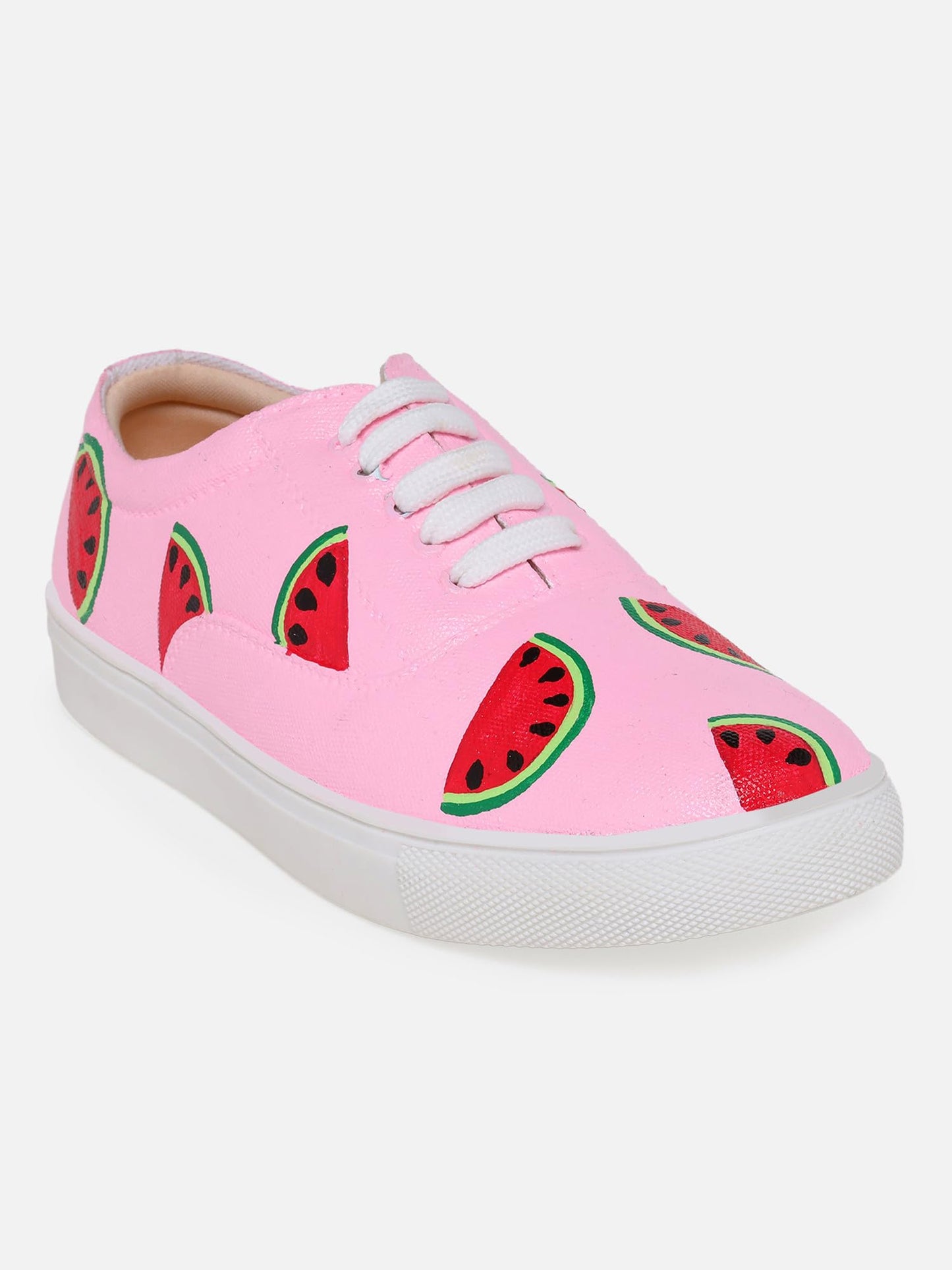 THE QUIRKY NAARI Watermelon Sneakers with Watermelon Motif | Pink