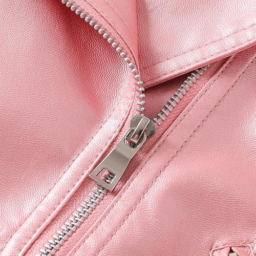 Hopscotch Girls Pink Full Sleeves Moto Biker Zip-Up Jacket For Age (6-7 Years)
