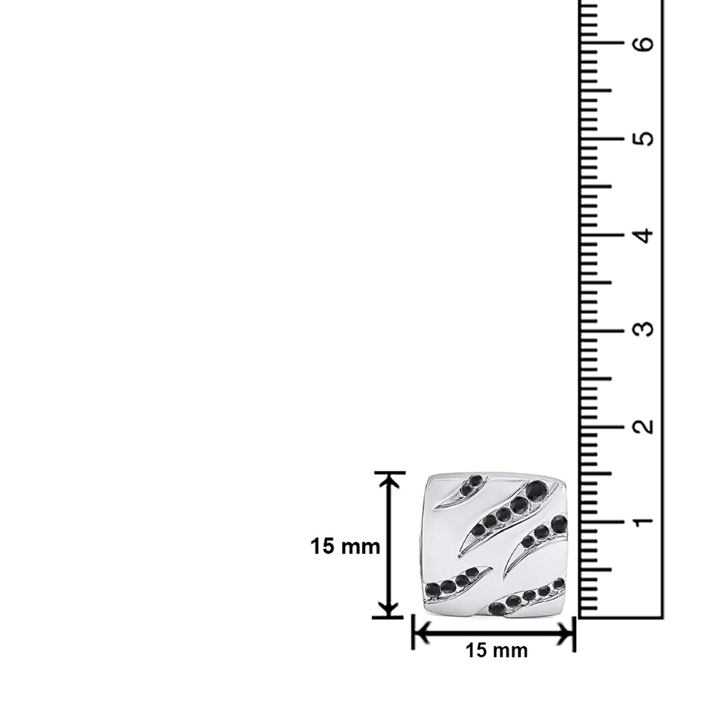 Mahi Rhodium Plated Squarish Cufflinks with Black Crystals (CL1100528RBla)