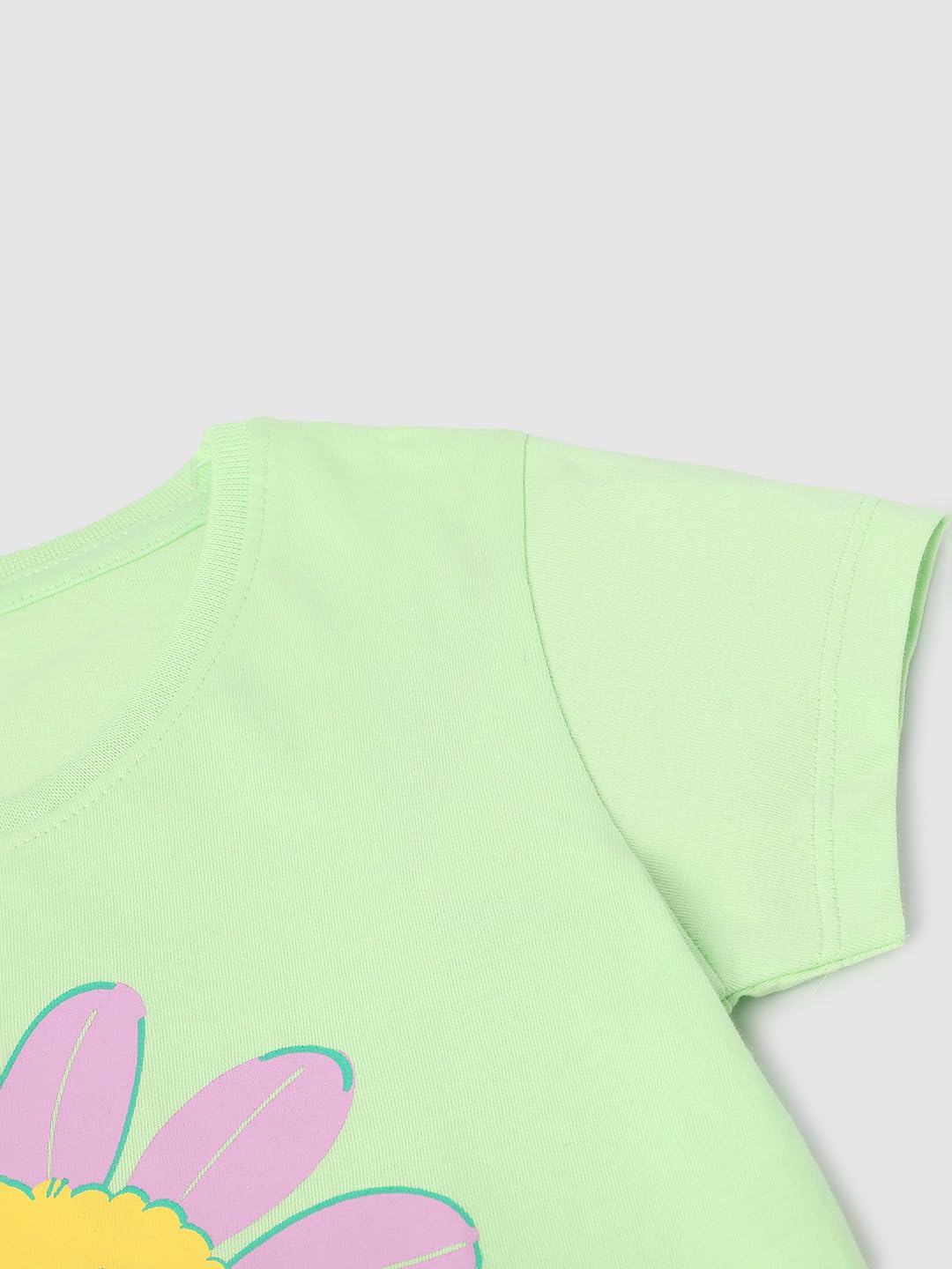 Max Girls Printed Round Neck T-Shirt (S24CBT22LIME Green)_7-8Y