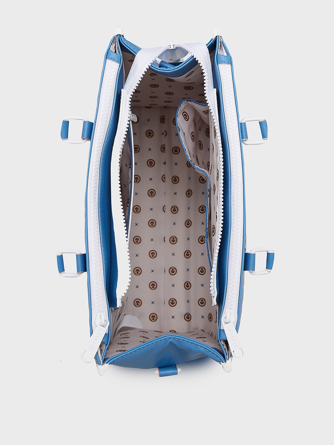 Caprese Vivian Tote Medium Blue Bag for Women|Adjustable & Detachable, Stylish, Durable, Multi-Compartment Design for Work, Travel, Shopping with Back Zip| Large Capacity, Comfortable Straps.