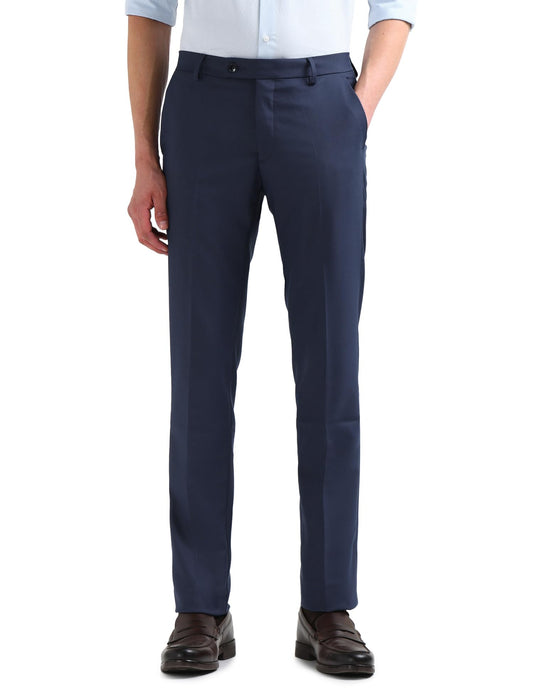Arrow Men's Textured Dobby Trousers (ARAKTR2005_Blue_34)
