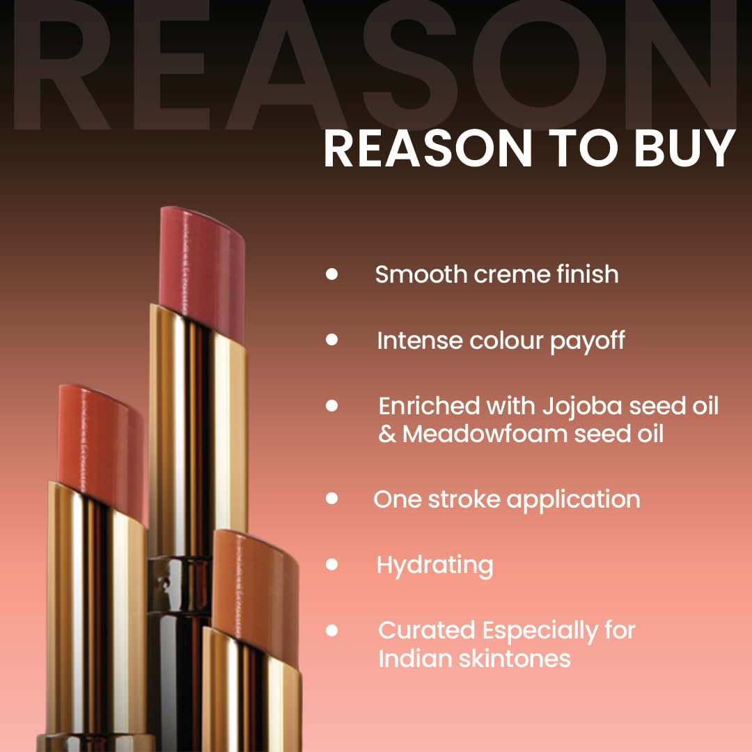 Charmacy Milano Flattering Nude Lipstick (Bikini Tan 08) - 3.6 g, Moisturizing Lips, Highly Pigmented, Light Weight, Smooth Application, Non-Toxic, Vegan, Cruelty Free