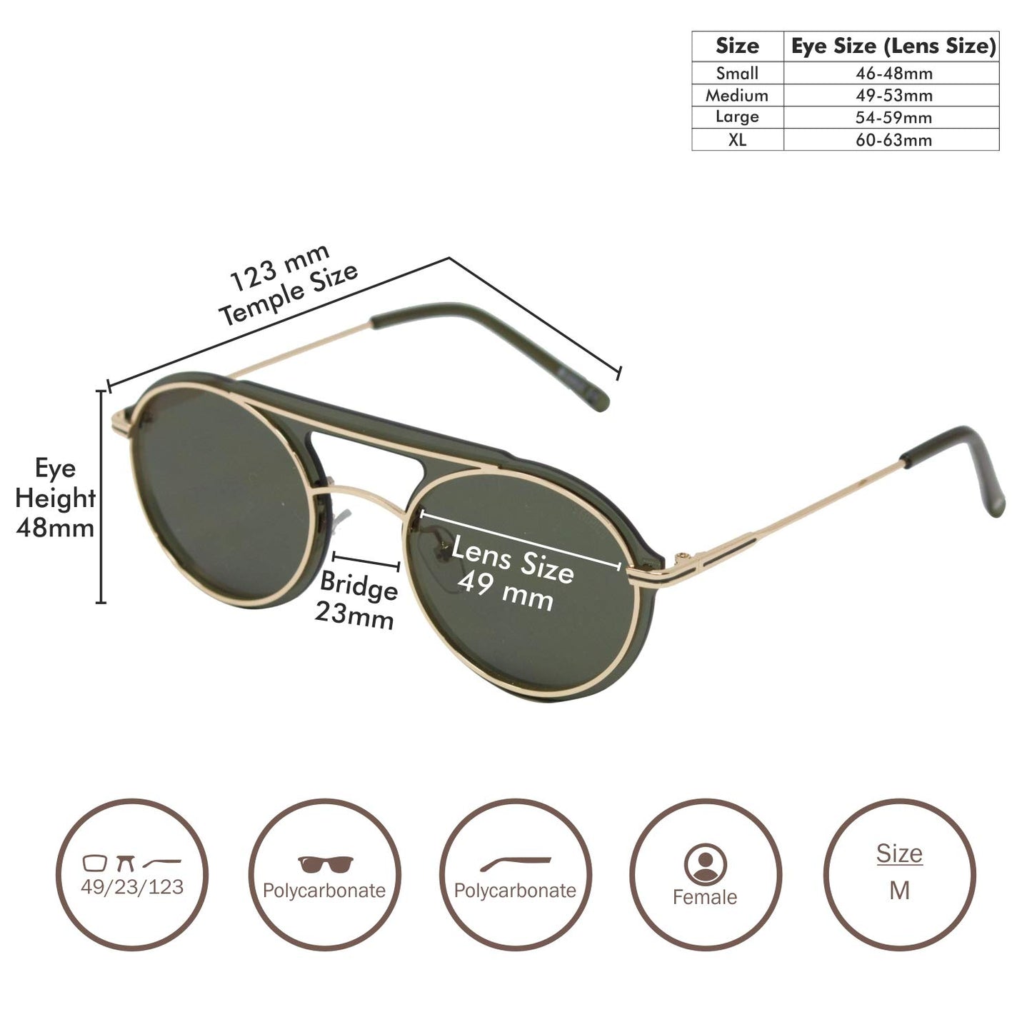 ENRICO Unisex Round Full Rim UV Protected Anti-glare Sunglasses Green Frame, Gold Lens, Pack of 1
