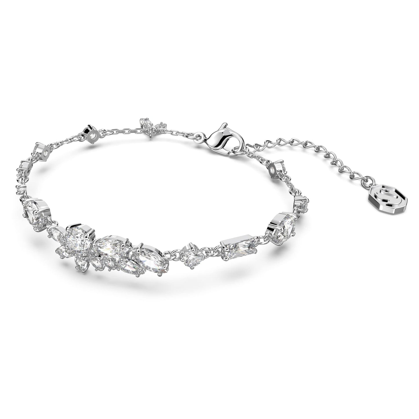 Swarovski Gema bracelet, Mixed cuts, Flower, White, Rhodium plated