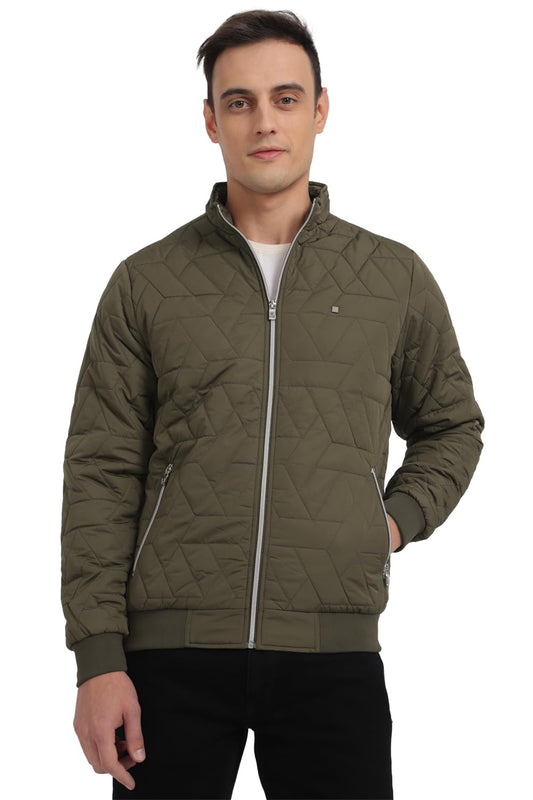 Allen Solly Men Olive Solid Full Sleeves Casual Jacket