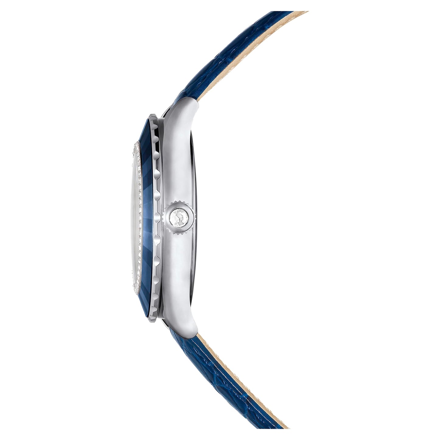 Swarovski Women's Octea Moon Analog Watch - Swiss Made, Blue Leather Strap, Blue Dial and Finish, One Size